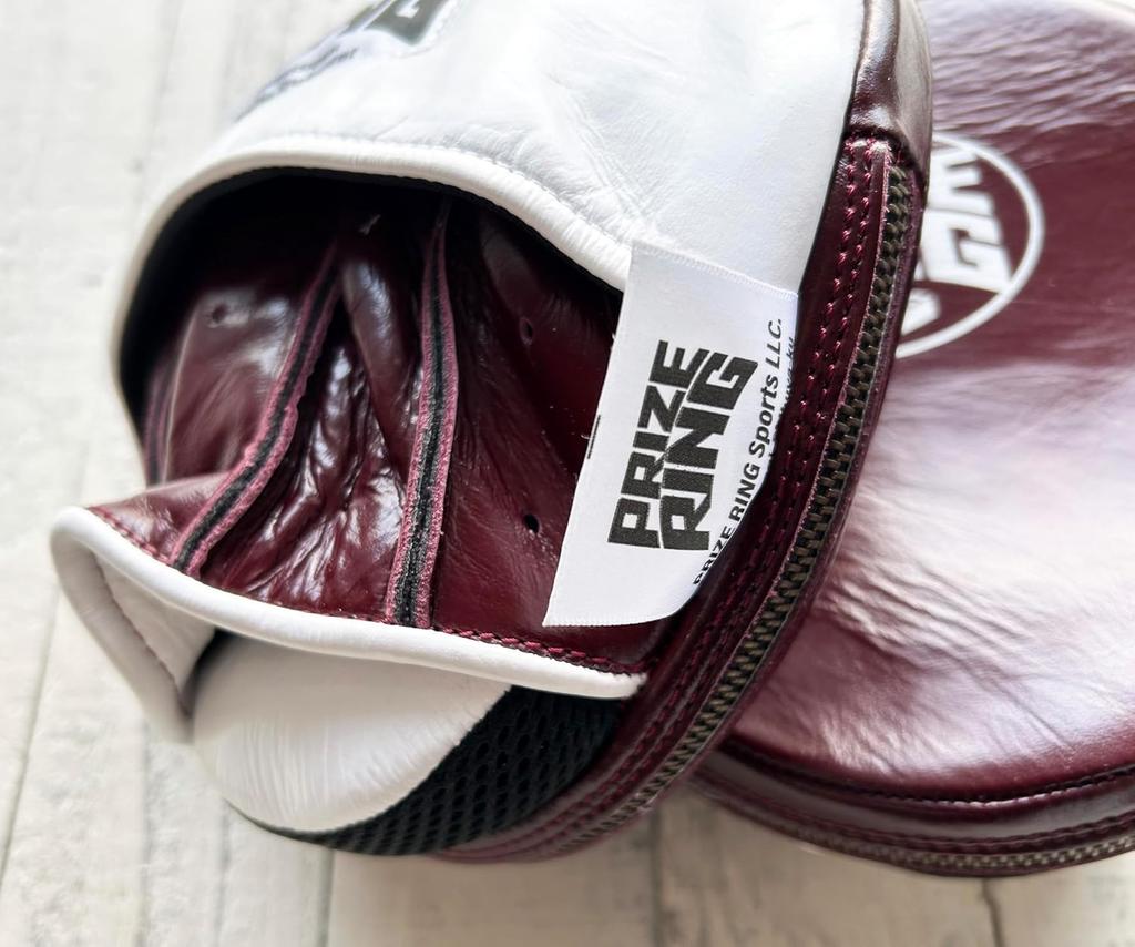 PRIZE RING "Classic 75" Genuine Leather Ultra-Thin Boxing Mitt, Burgundy (M)