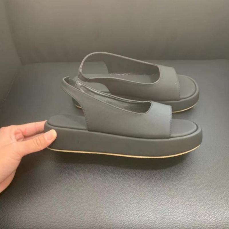 Sommer Neue Mode Einfache Offene spitze Dicke Sohle Elastische Flache Unterseite Sandalen frauen 36-42