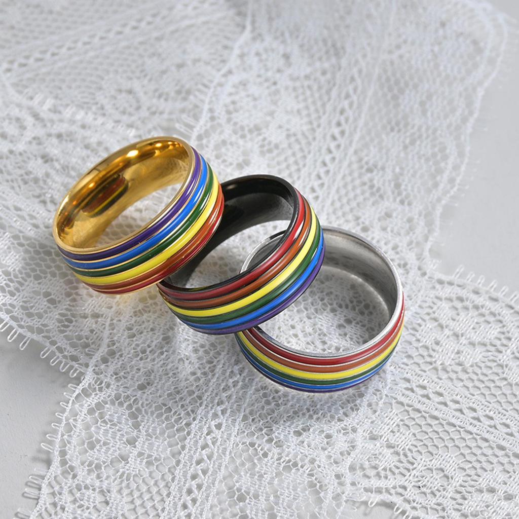 Men's Multi-color Rainbow Titanium Steel Rings