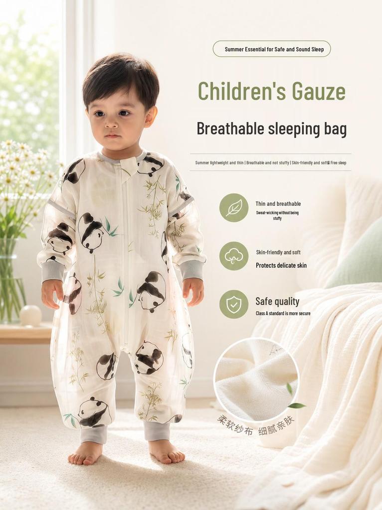 Bamboo Cotton Baby Sleeper: Split-Leg, Lightweight, Anti-Kick, All-Season Pajamas