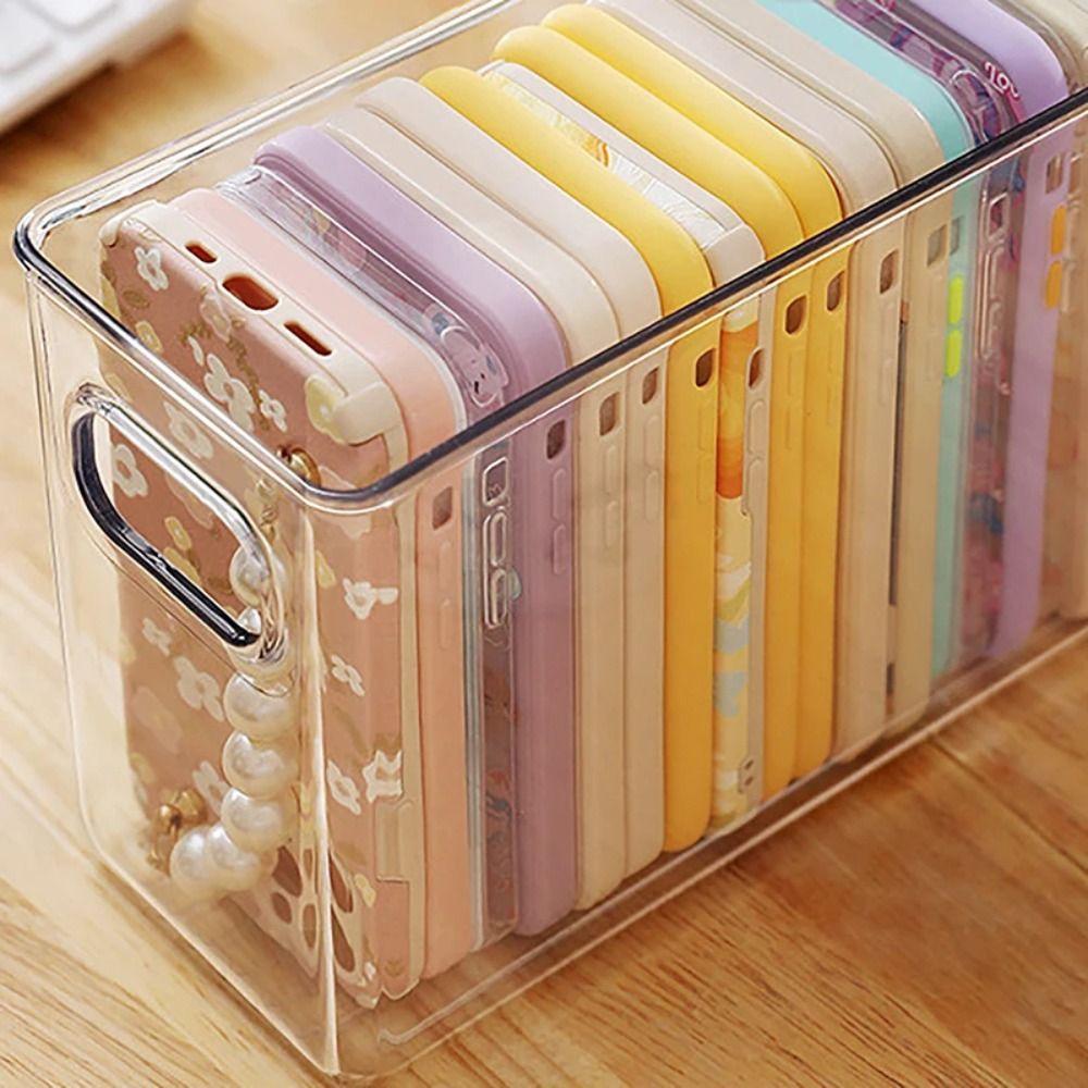 with Cover/Handle Mobile Phone Case Container Clean Desktop Phone Case Holder Cosmetics