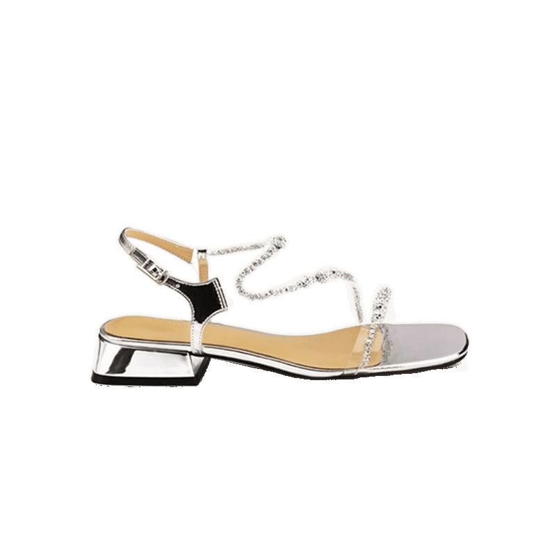 Huizhou women's shoes! Sandals women's rhinestones with thick heels, new silver.