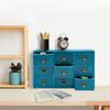 9-Drawer Wooden Apothecary Cabinet, Rustic Durable Blue Herb Storage Box, Desk Drawer Organizer for Cables,Spices,Office & Home