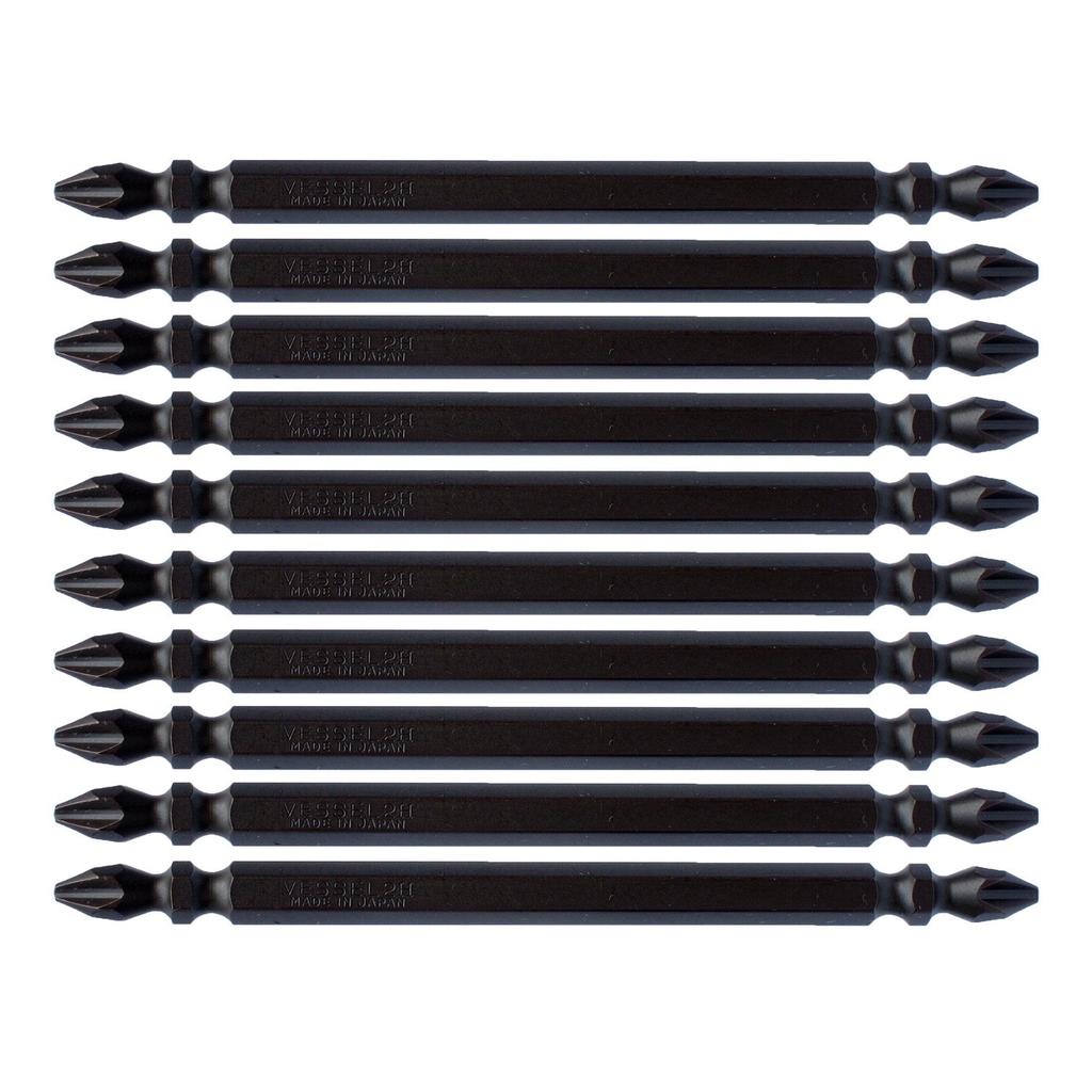 VESSEL Sakisbo Bit with for Tapping and Drill 2 x H ZP Double-Ended Magnet, Screws, 110mm, 10-Piece Set, Hardness (High Hardness), M-S14H