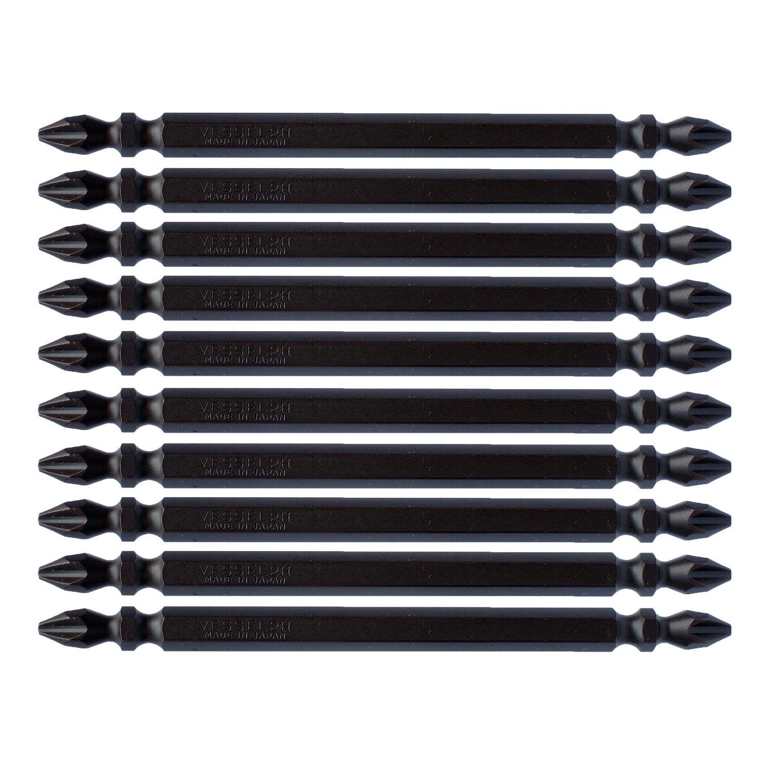 

VESSEL Sakisbo Bit with for Tapping and Drill 2 x H ZP Double-Ended Magnet, Screws, 110mm, 10-Piece Set, Hardness (High Hardness), M-S14H