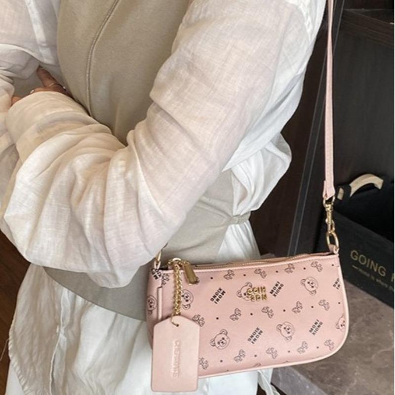 New original cartoon bear leather zipper convenient shoulder bag travel three-dimensional handbag