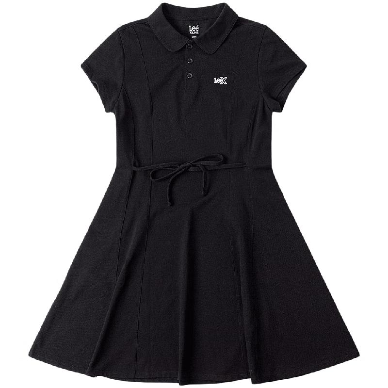 

Женское платье-поло миди черного цвета приталенного силуэта от Lee S