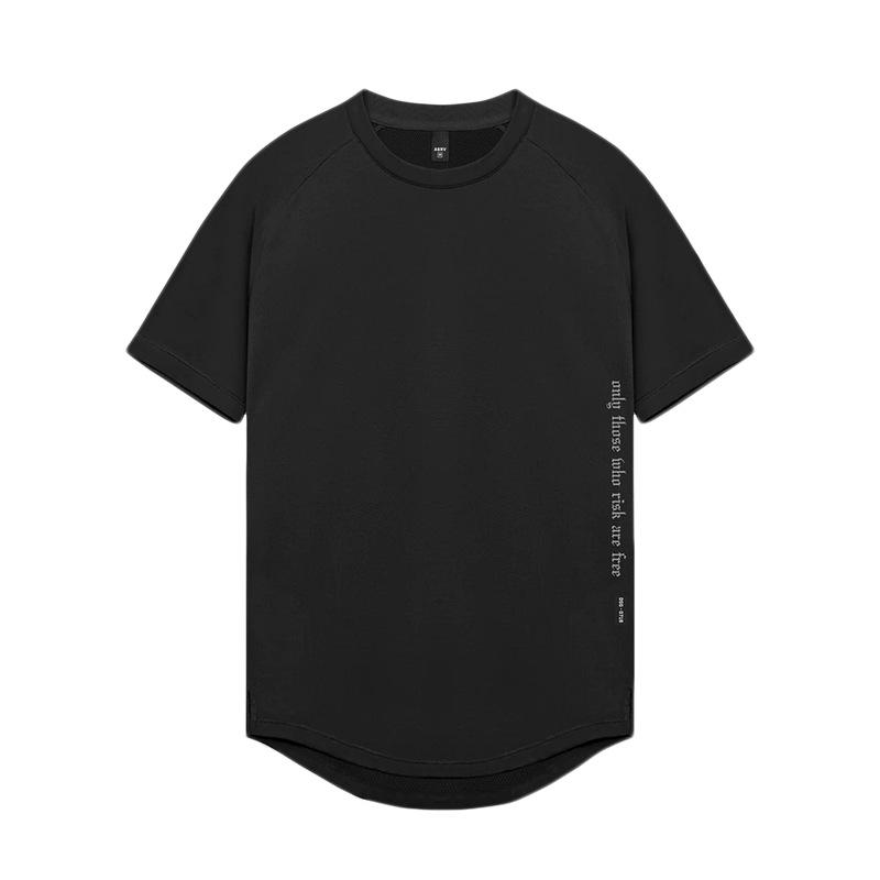 

Men s Summer Raglan Short-Sleeve T-Shirt - Trendy American Youth Fit with Split Hem XXL чёрный