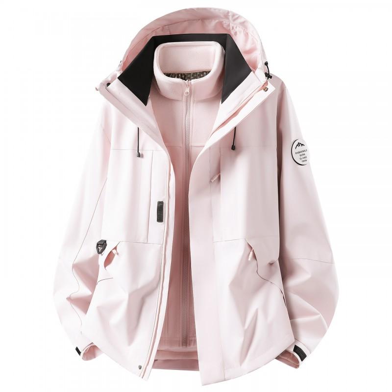 Womens 3-in-1 Waterproof Windproof Outdoor Jacket With Removable Fleece Liner Hiking Camping Travel Winter