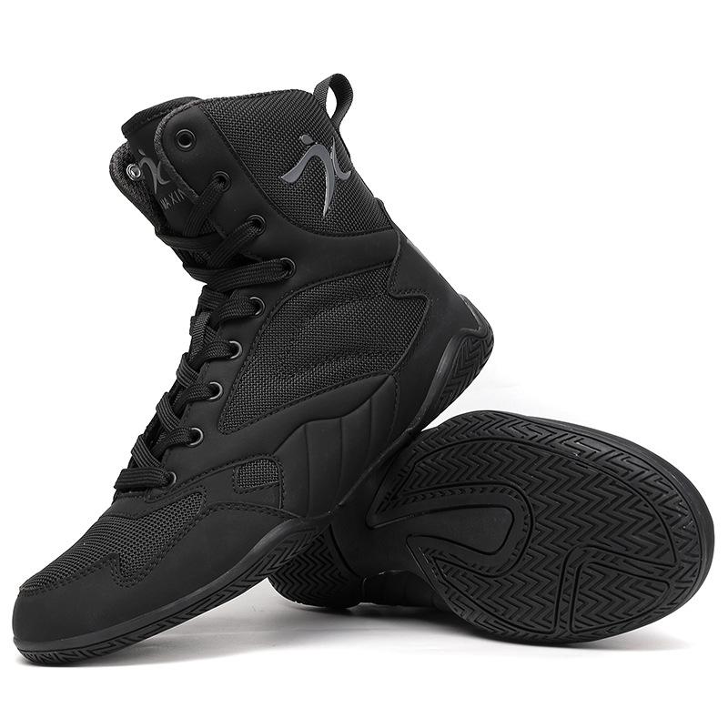 

Боксерская обувь Мужская обувь для борьбы Боевая обувь Тренировочная обувь Боевая обувь Обувь для падений Обувь для санда Боксерские ботинки Высокие женские туфли 45 черный серый