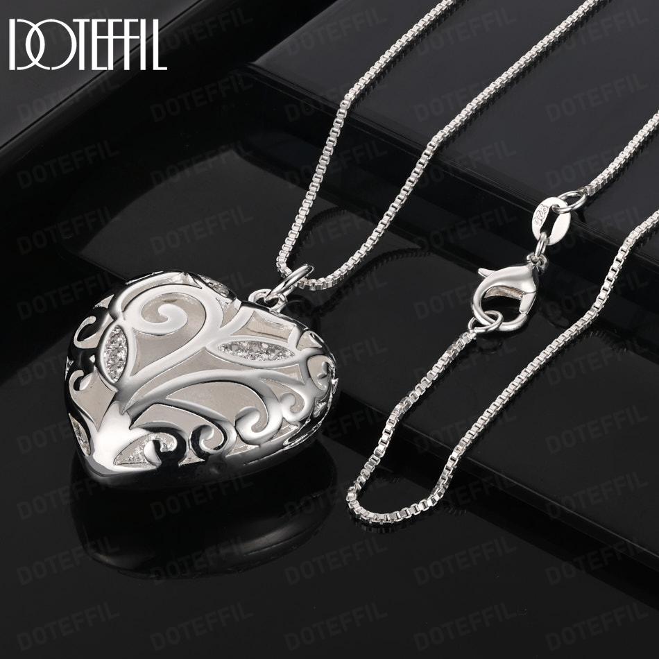 925 Sterling Silver Fashion Jewelry Heart Pendant Wedding Necklace