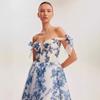 Rochie de seară cu zână din organza de modă pentru femei fără umăr