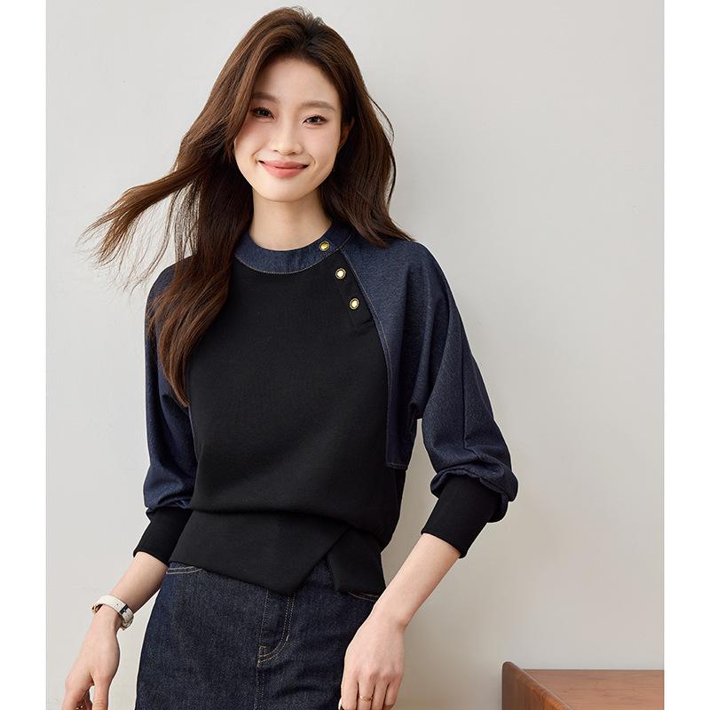 Autumn Casual Patchwork Shirt Loose Blouses Women Simple Blouse Long Sleeve