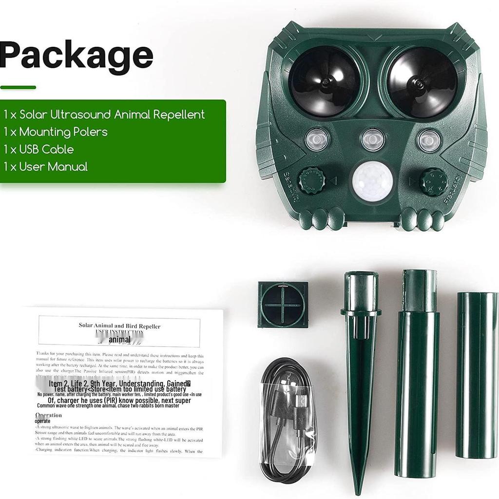 Solar Ultrasonic Animal Repellent: Effective for Rats, Cats, Dogs, Birds