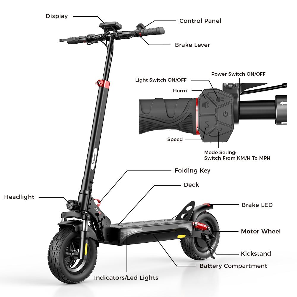 IScooter iX3 800W elektrisk sparkesykkel 10 tommer terrengdekk batteri 48V/10Ah maksimal hastighet 40km/t med APP-kontroll demping foran og bak