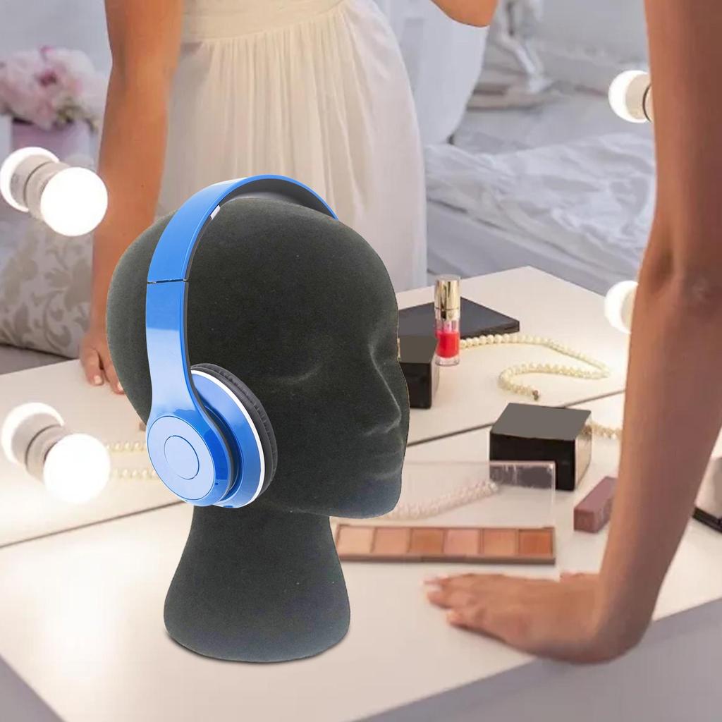 Manekinhuvud Skum Svart Sammet Mannekäng Manikin Huvud Perukdisplay Kosmetologi Skönhetsdisplay Modell för Smycken Hår