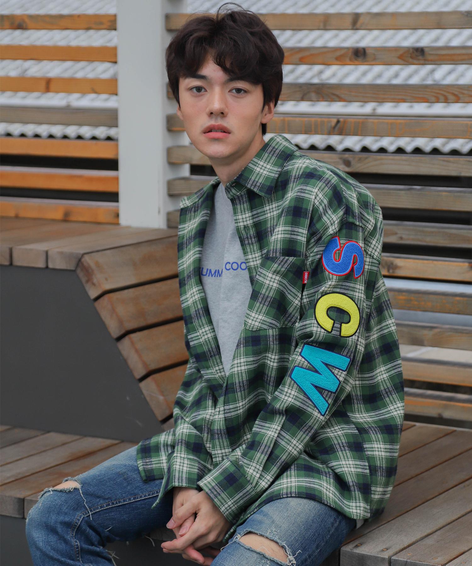 Code Iam Scw Logo Over Fit Tartan Check Shirt Khaki Khaki/L