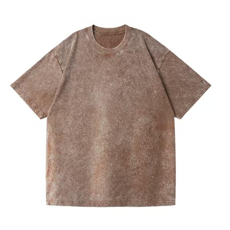 Heavy gram washed old pure cotton short sleeves American retro style men and women with the same summer trendy brand