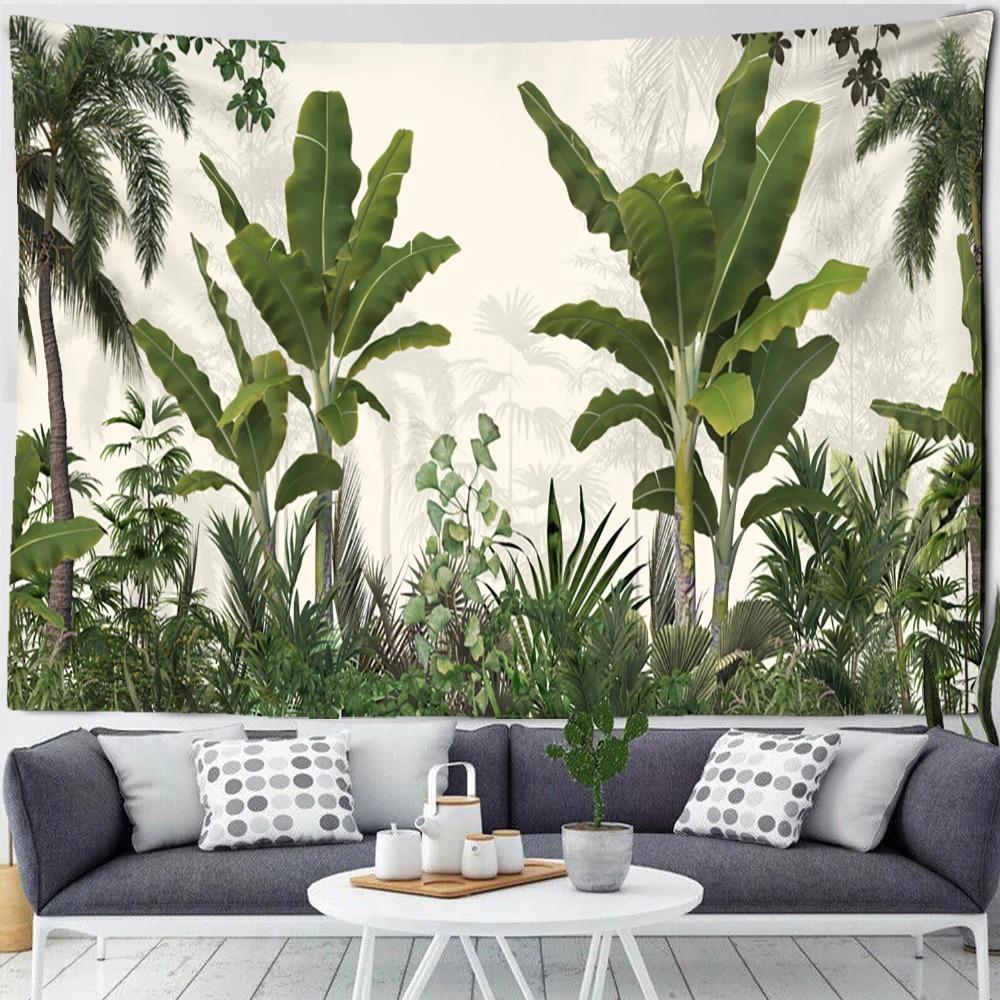 Tropical Plant Garden Wall Hanging Bedroom Wallpaper Living Room Decoration Cloth Hanging Cloth Wall Hanging