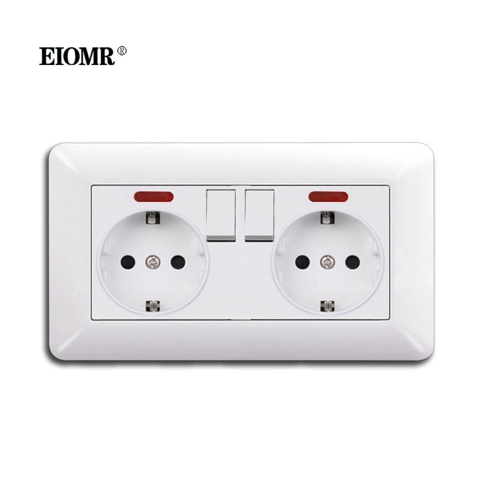 EIOMR EU European Standard Wall Mounted Power Socket Flame Retardant PC Panel with USB 5V 2A and Type C Power Plug Home Socket
