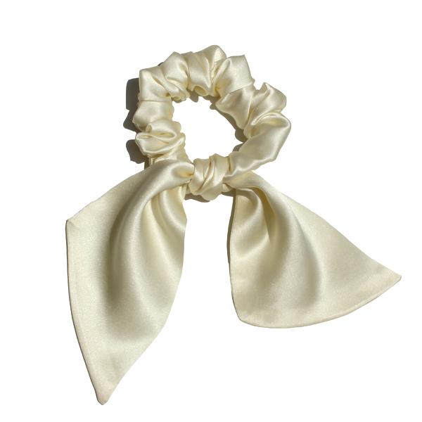 100% Pure Silk Bunny Ear Scrunchies Bow Bowknot Knotted Scrunchy Hair Bands Elastic Ties Ponytail Holder for Women,Girls 1 Piece