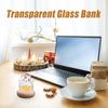 Clear Glass Coin Bank Small Gold Bean Bank Clear Gold Bean Container Cat Shape Saving Jar for Bookshelf Display Stand Wishing