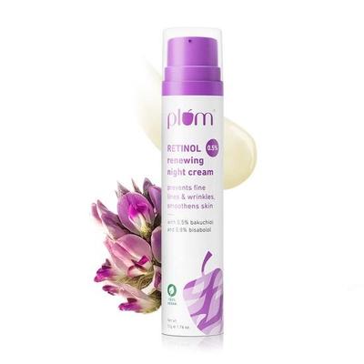 Śliwka 0,5% Retinol Renewing Night Cream | Zapobiega powstawaniu drobnych linii i zmarszczek | Wygładza skórę | 100% wegański | 50 g