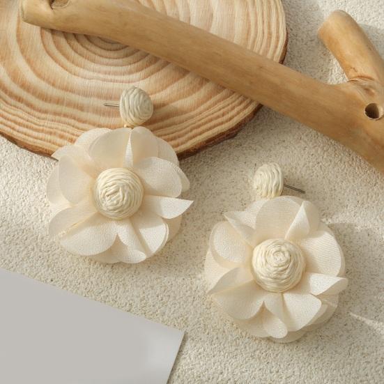 Boho Blume Hängeohrringe Damen Stoffblume Hängeohrringe Handgefertigt Leichte Florale Hängeohrringe für Urlaub Sommer Strand