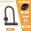 2Pcs Bicycle U Lock 0.59 Inch Portables Mini Bike Wheel Lock with 4 Keys and Bracket Anti-theft Safety Motorcycle Scooter Lock