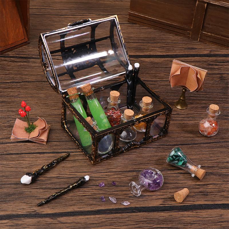 Dollhouse Wizarding World Scene Ornament Vintage Mini Magic Bottle Wand Model Dollhouse Retro Decoration Micro Scene Accessories