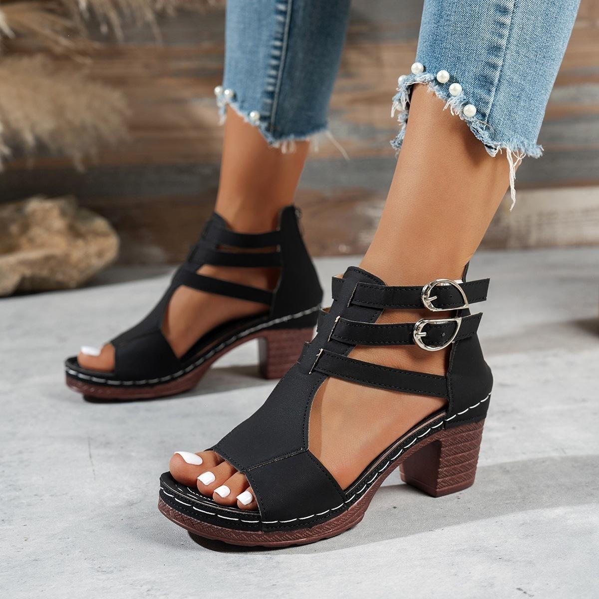 Women s Anti-slip Shoes, High-heeled Sandals, Large Size, New Style 36