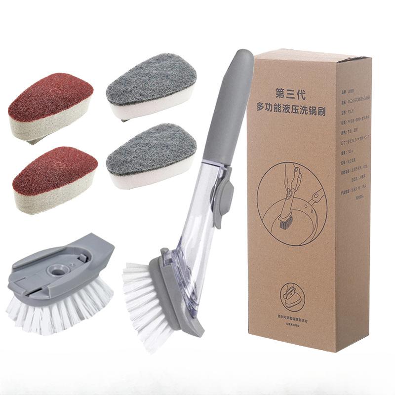 Kitchen Liquid-filled Pot Brush Multi-functional Bowl Brush Household Long-handled Oil Brush Hydraulic Pot Brush
