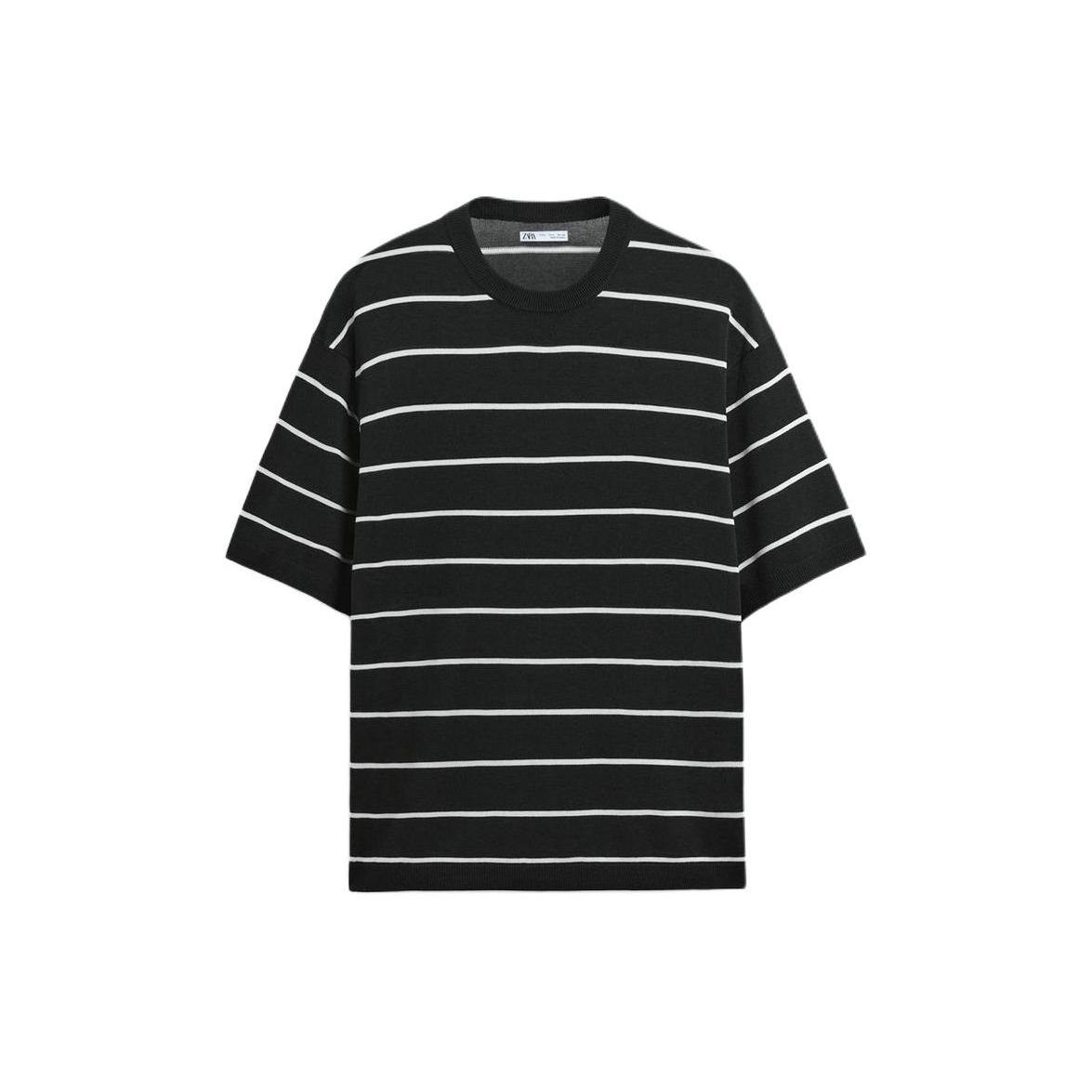 

Zara Casual Striped Round Neck Short Sleeve T-Shirt Men Tops White 2893441-104 M