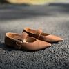Johnature Retro Mary Jane Pointed Toe Women's Shoes Versatile Genuine Leather Soft Soled Flat Shoes