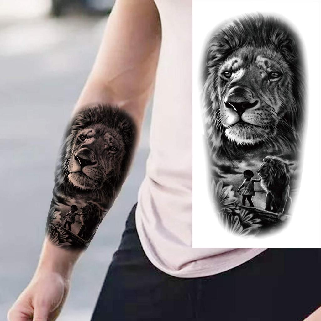 1 Sheet Wolf Lion Astronaut Temporary Tattoos For Men Women Adults Fake Tattoo Sticker Planet Galaxy Universe Outer Space