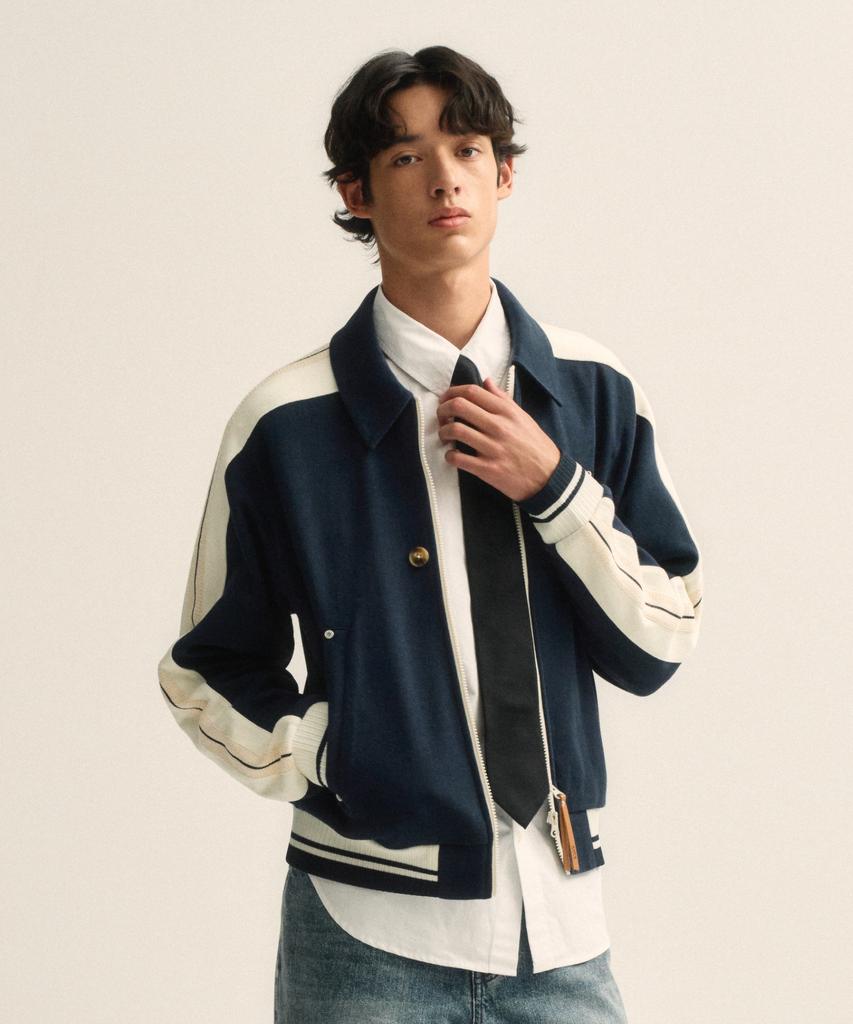 Satur Rawton Collar Track Zip-Up Jacket Classic Navy