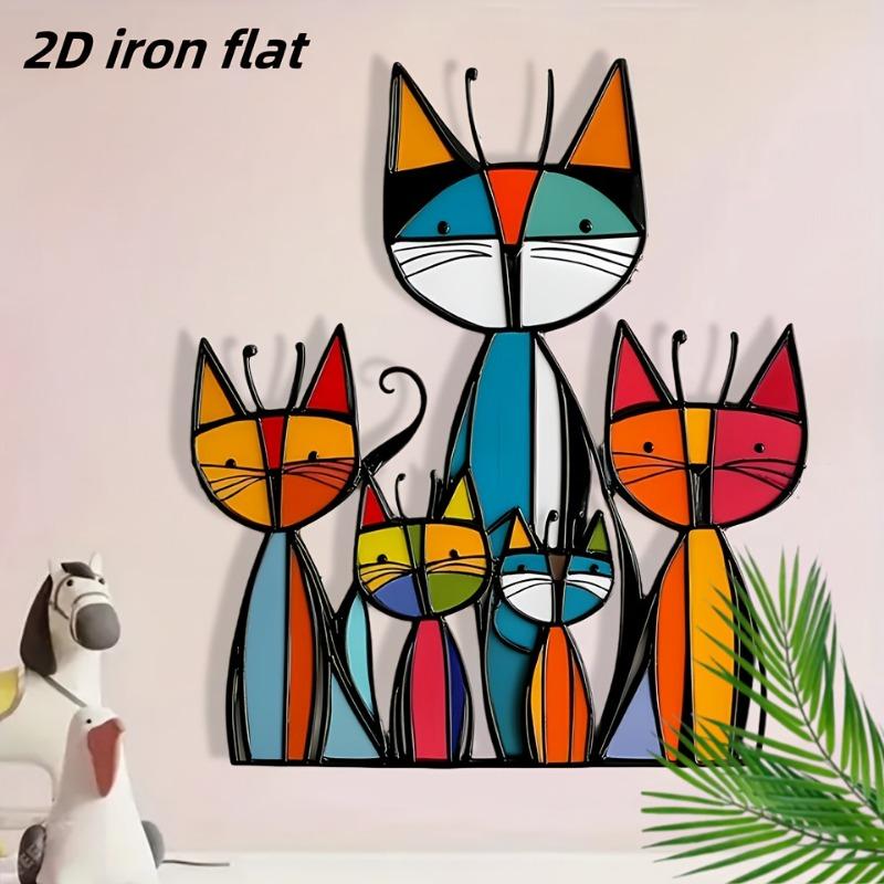 1PC Nordic Style Cute Cartoon Cat Wall Decoration Murals Home Courtyard Garden Art Decoration Hanging Wall Decoration Crafts