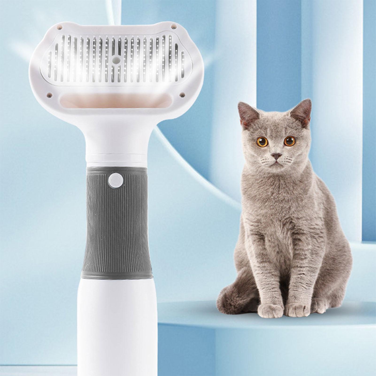 3 in 1 Pet Hair Dryer Grooming Brush Adjustable Temperature Quiet Handheld Comb for Small Medium Dogs Cats US Plug серый