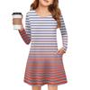 Girls' Long Sleeve Dress - Color Pocket Dress