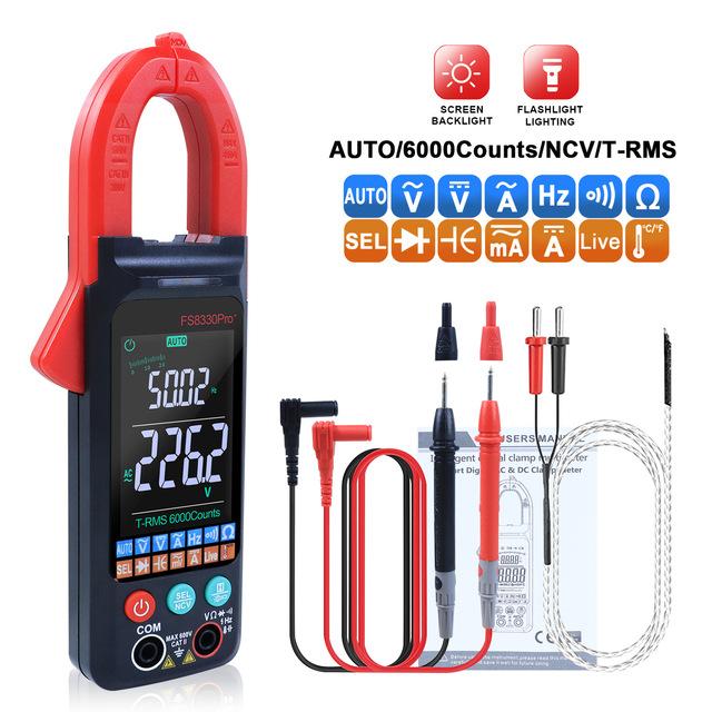 

Цифрові кліщі Мультиметр 6000 відліків Постійний/змінний струм Мультиметр Ампер 400 А Великий кольоровий екран Тестер напруги Гц НЗВ AC and DC
