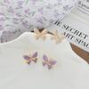 Sweet Color Butterfly Earrings Temperament Light Luxury Small Fresh Versatile Earrings Butterfly Purple Exquisite Niche