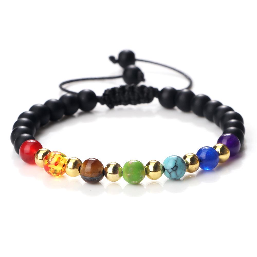 Creative Colorful Adjustable Spacer Copper Bead Bracelet with 6mm Matte Beads Gun Black Copper Bead