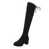 Women's 2025 New Korean Style Over-the-Knee Round Toe Chunky Heel Lace-up Boots Fashion