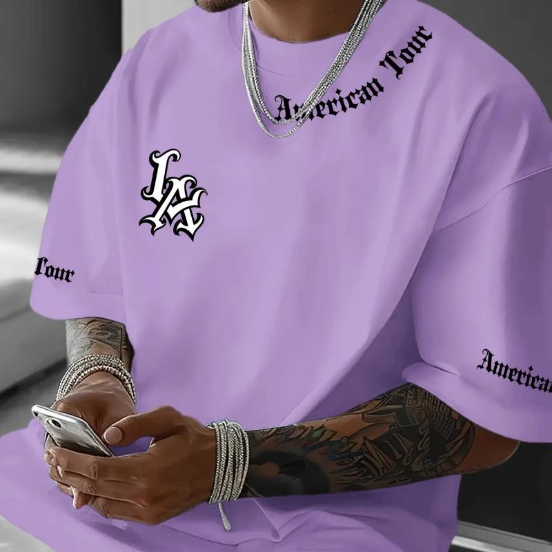 Summer Men's T-shirt, Letter-printed Casual Graphic Round-neck T-shirt, Short-sleeved Sports Women's T-shirt