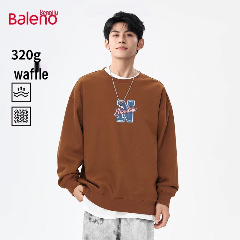 Baleno Men's Waffle Crew Neck Long Sleeve Sweatshirt