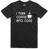 Mens T Shirt Geek Funny Novelty I Turn Coffee Into Code Computer Programmer