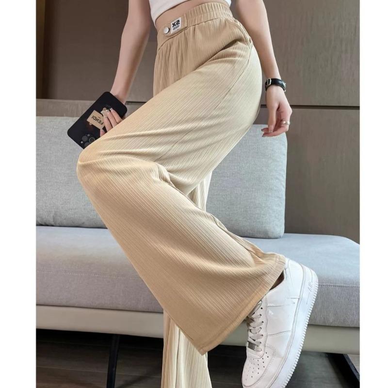 Hose mit hohem Bund und weitem Bein Damen Sommer Lässig Locker Leichte Bequeme