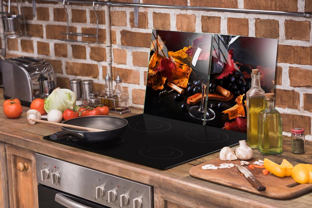 Glass protective plate for the stove 2x45x52 Wine