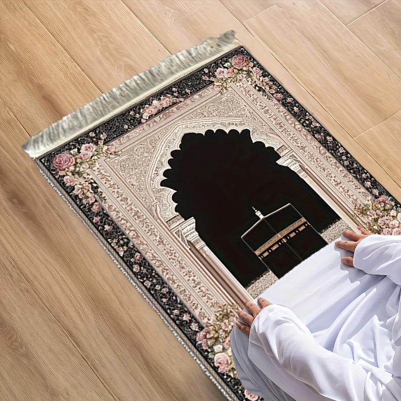 VIKAMA Muslim Cotton Prayer Mat, Decorated With Tassels, Suitable Prayer Mat, Foldable And Portable Muslim Prayer Mat
