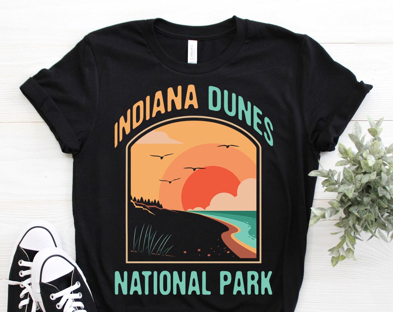 Indiana Dunes National Park US Vintage T-Shirt, USA Indiana Parks Lover Gifts, Adventure Outdoors, Camping Hiking, U.S Backcountry Travel, 100